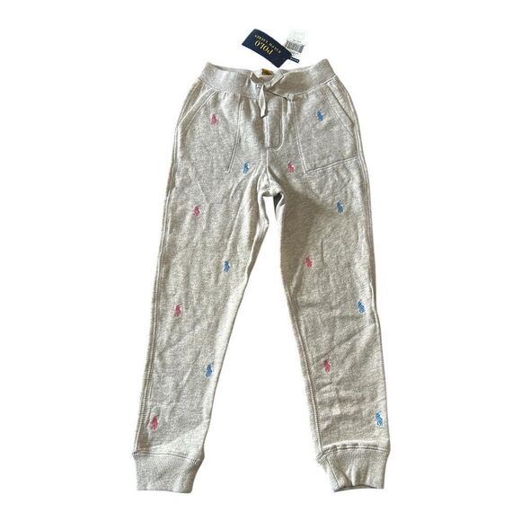 Polo RALPH LAUREN Beige JOGGERS All Over Pony SWEATPANTS - Picture 2 of 5